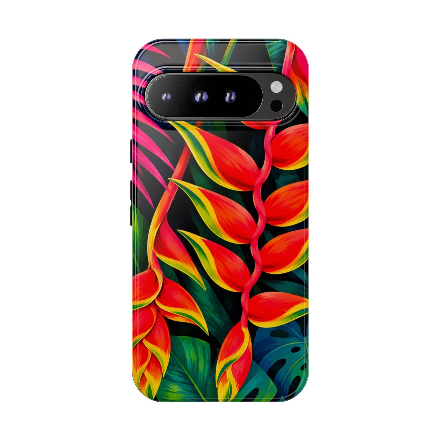 Tropical Heliconia Phone Case — Vibrant Red & Green Floral Protective Cover