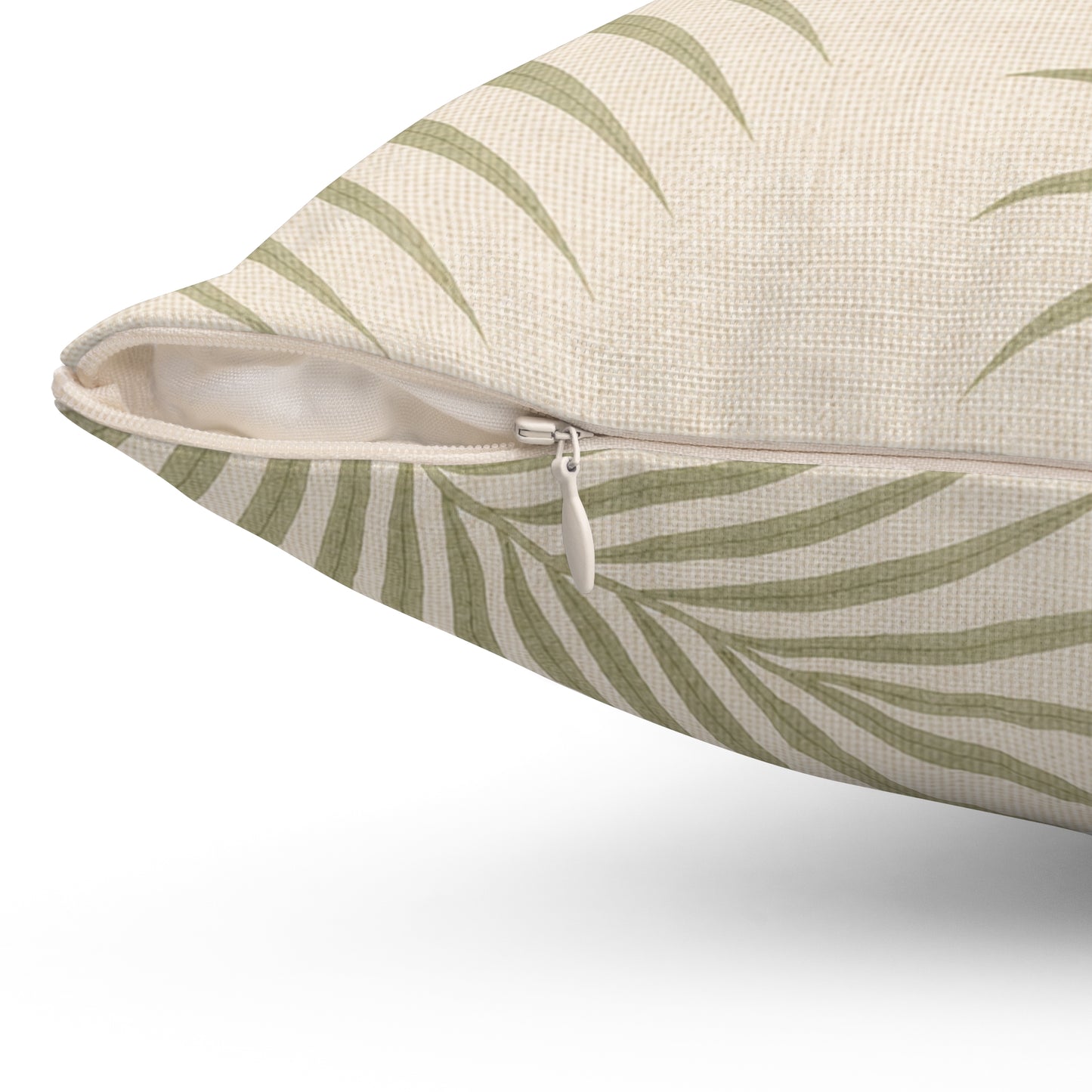 Botanical Palm Leaf Decorative Throw Pillow — Neutral Tropical Square Pillow