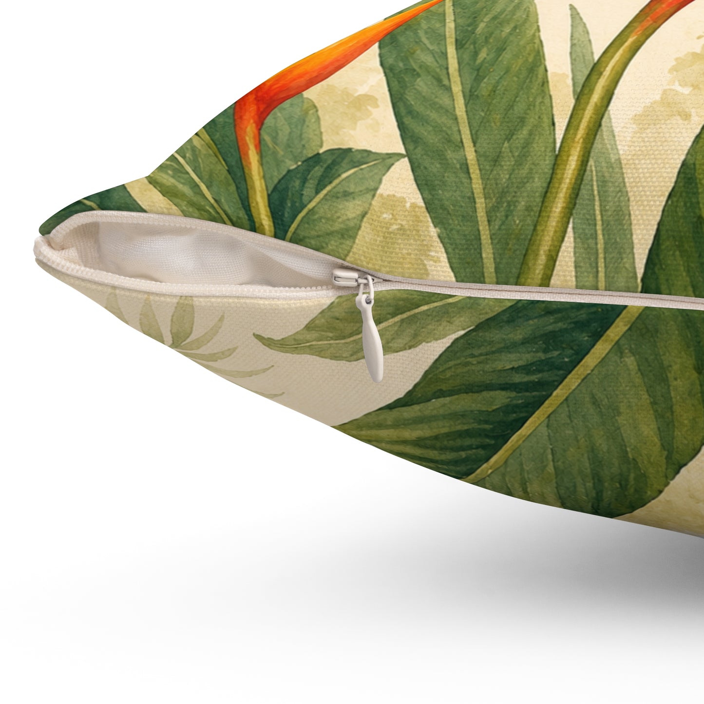 Tropical Heliconia Throw Pillow — Floral Botanical Accent Pillow