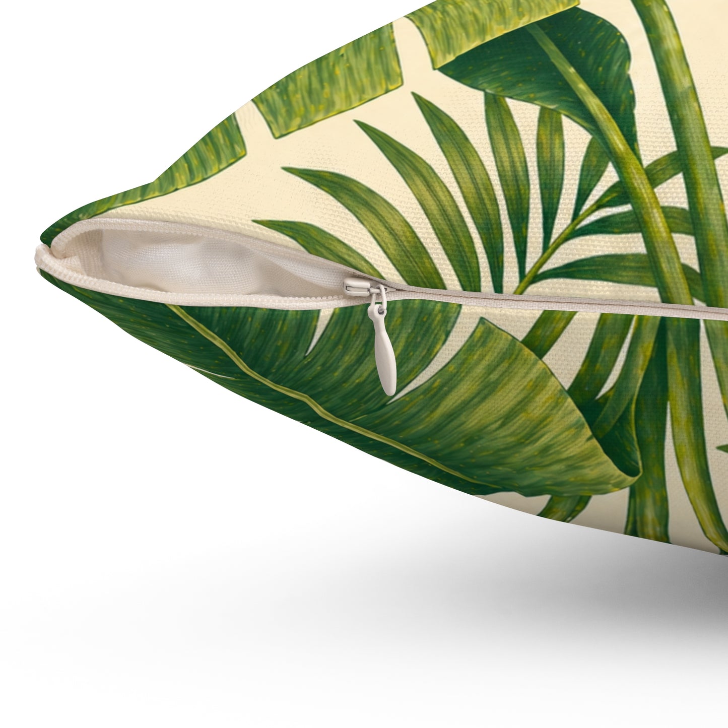 Tropical Banana Leaf Pillow — Green Botanical Square Throw Pillow