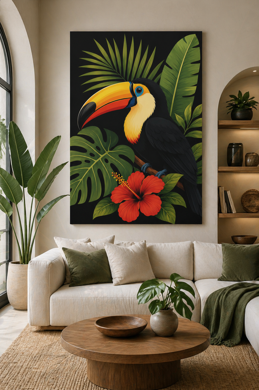 Toucan Tropical Canvas Print — Vibrant Jungle Wall Art