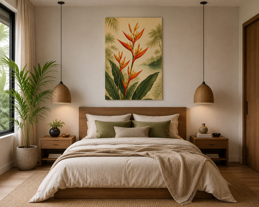 Tropical Heliconia Canvas Wall Art – Vintage Botanical Print