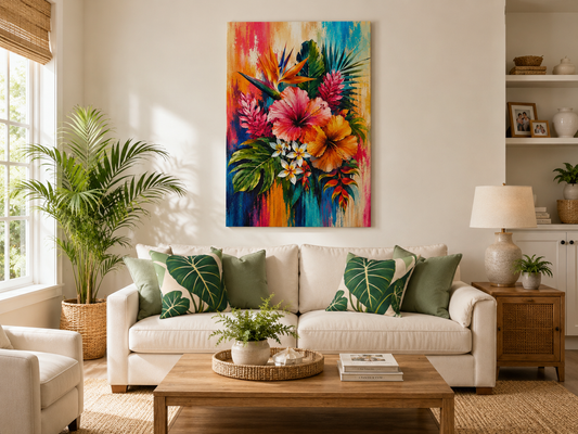Tropical Hibiscus Canvas Wall Art – Vibrant Floral Stretched Matte Print