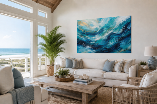 Ocean Wave Abstract Matte Canvas Print — Turquoise Coastal Wall Art, Stretched 1.25"