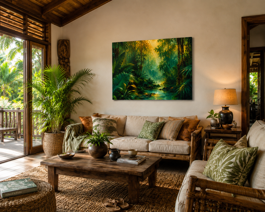 Jungle Sunrise Canvas Print — Lush Tropical Forest Wall Art