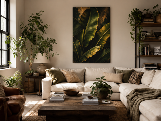 Tropical Banana Leaf Matte Canvas Wall Art – Green Botanical Stretched Print