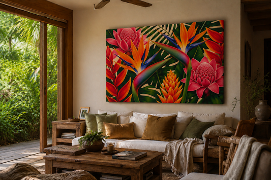 Tropical Floral Canvas Print — Vibrant Bird of Paradise Wall Art