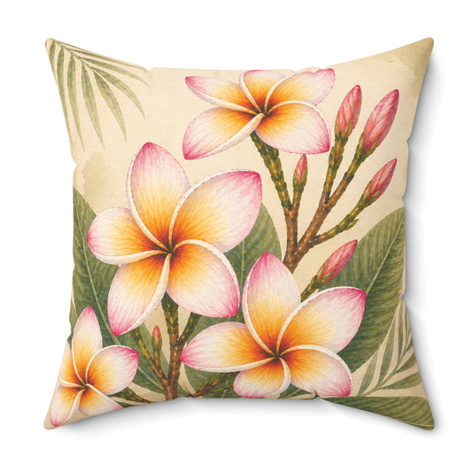Frangipani Plumeria Floral Decorative Pillow