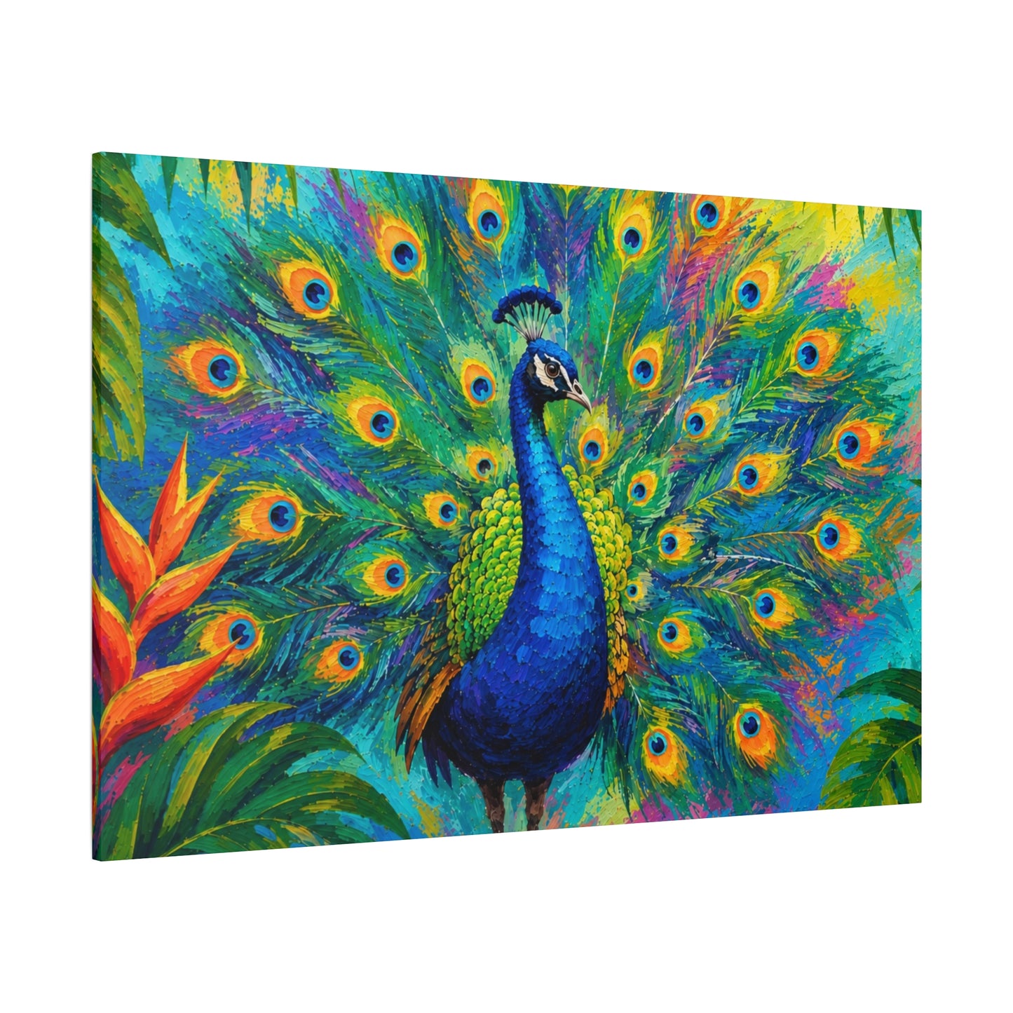 Vibrant Peacock Wall Art Canvas Print