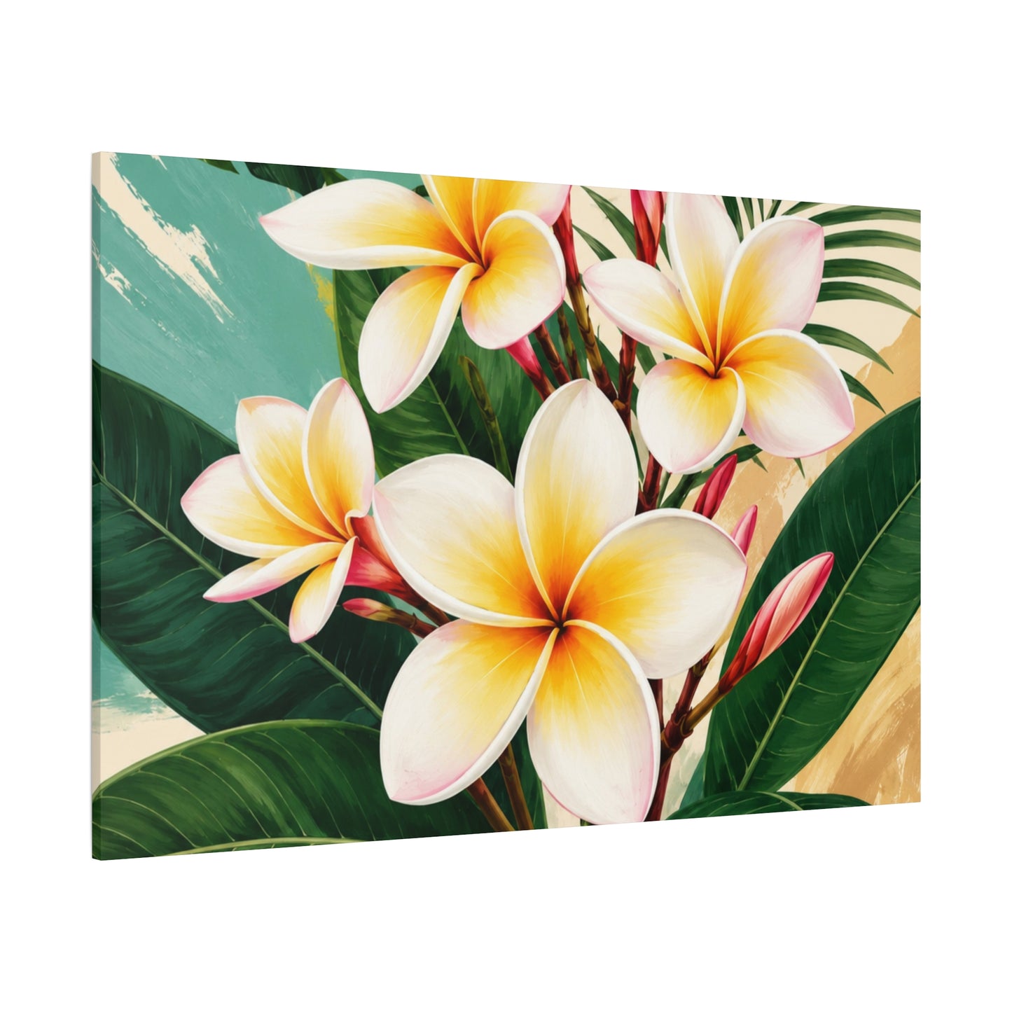 Frangipani Plumeria Tropical Floral Canvas Wall Art — Stretched 1.25" Matte