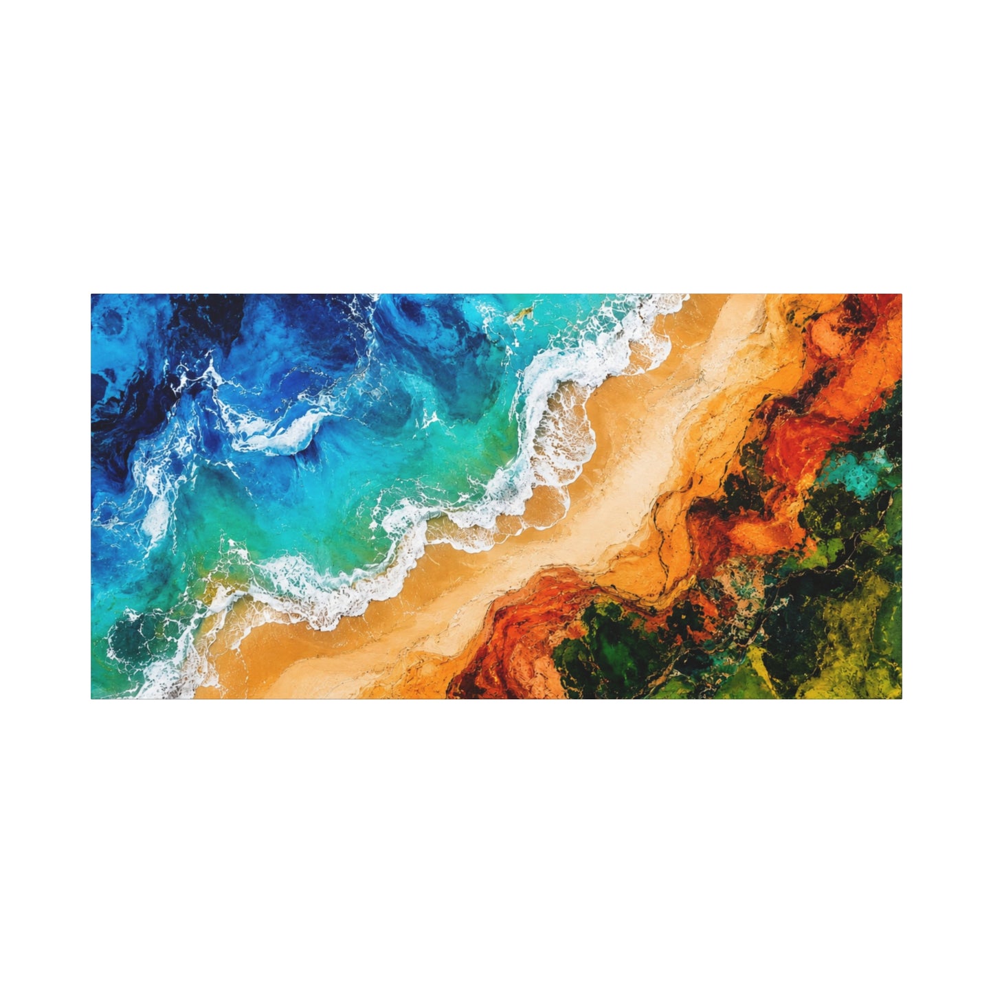 Coastal Shoreline Panoramic Canvas Print — Abstract Ocean Beach Wall Art