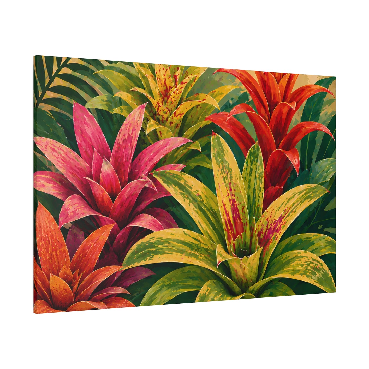 Tropical Bromeliad Canvas Print — Vibrant Botanical Wall Art