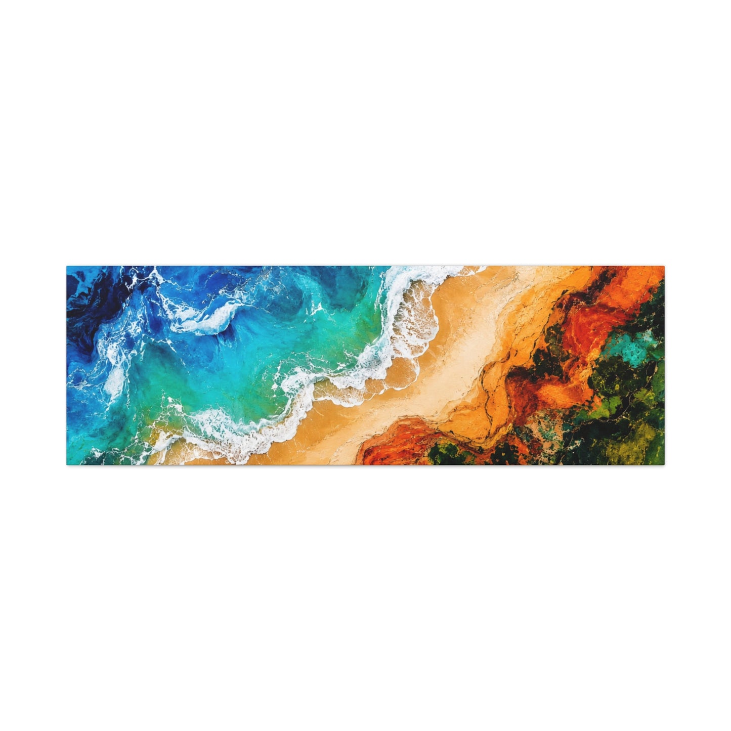Coastal Shoreline Panoramic Canvas Print — Abstract Ocean Beach Wall Art