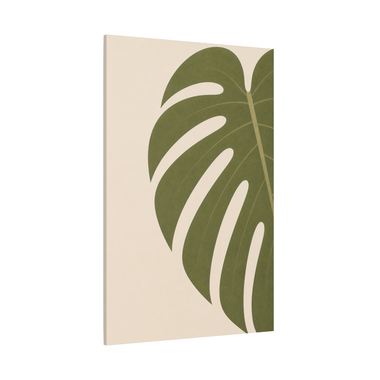Monstera Leaf Canvas Wall Art — Minimal Botanical Matte Stretched Print (1 of 3)