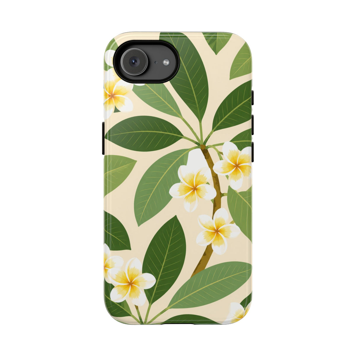 Plumeria Floral Tough Phone Case - Tropical Yellow White Flower Protective Cover