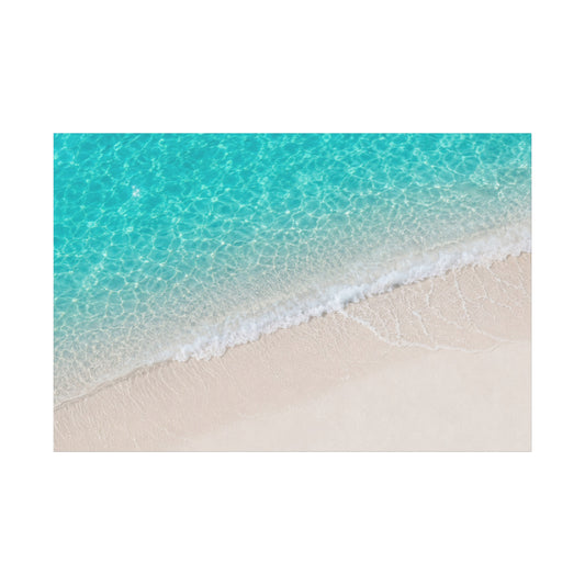 Beach Shoreline Matte Canvas Print — Turquoise Ocean Wall Art