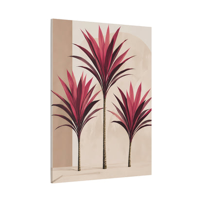 Decorative panel with pink palm tree design on a beige background
