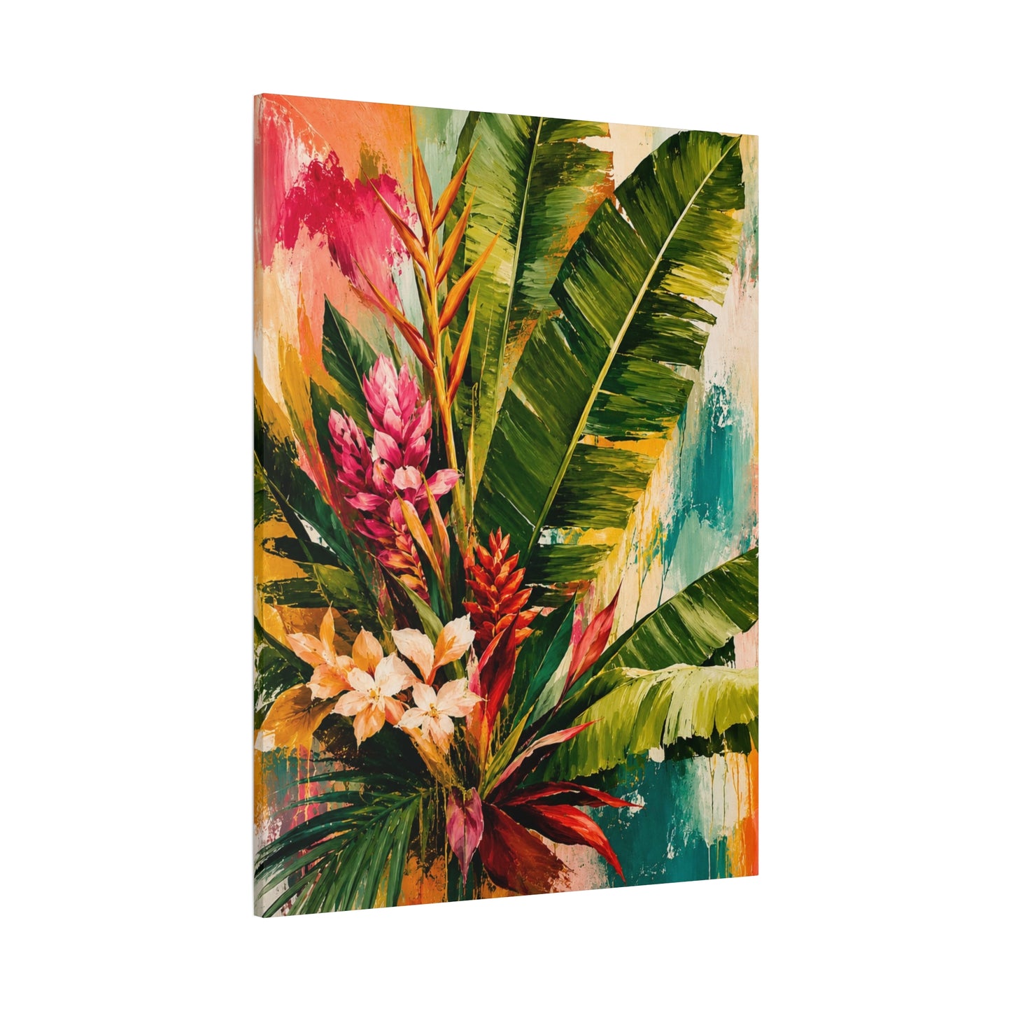 Tropical Botanical Canvas Print — Vibrant Floral Wall Art