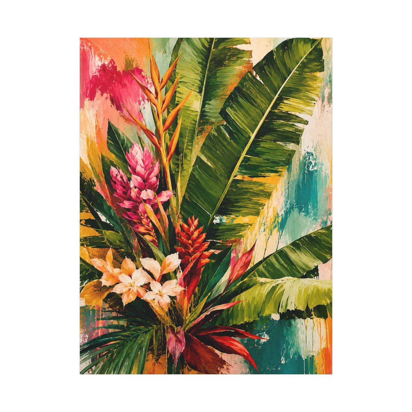 Tropical Botanical Canvas Print — Vibrant Floral Wall Art