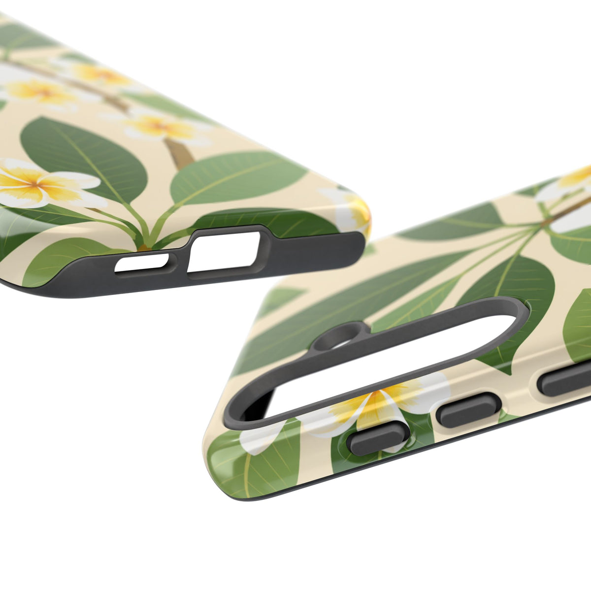 Plumeria Floral Tough Phone Case - Tropical Yellow White Flower Protective Cover