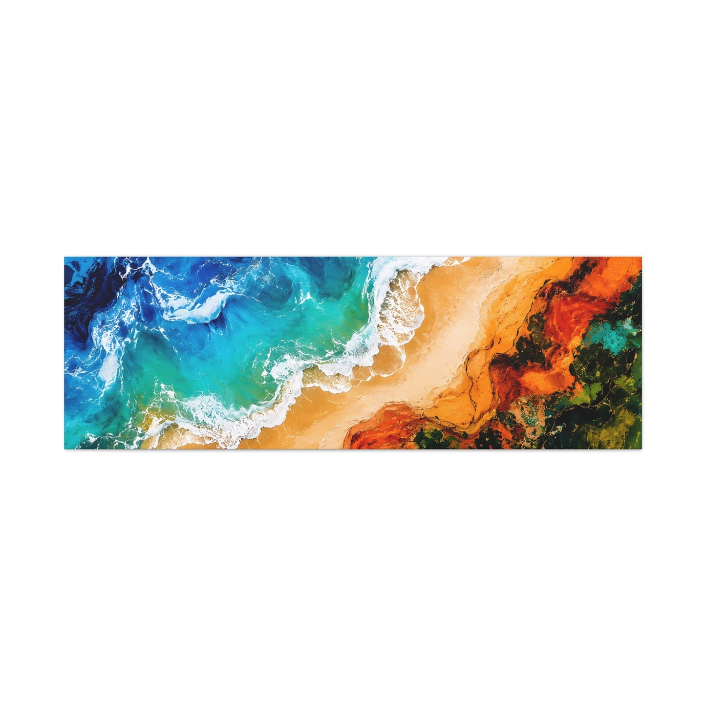 Coastal Shoreline Panoramic Canvas Print — Abstract Ocean Beach Wall Art