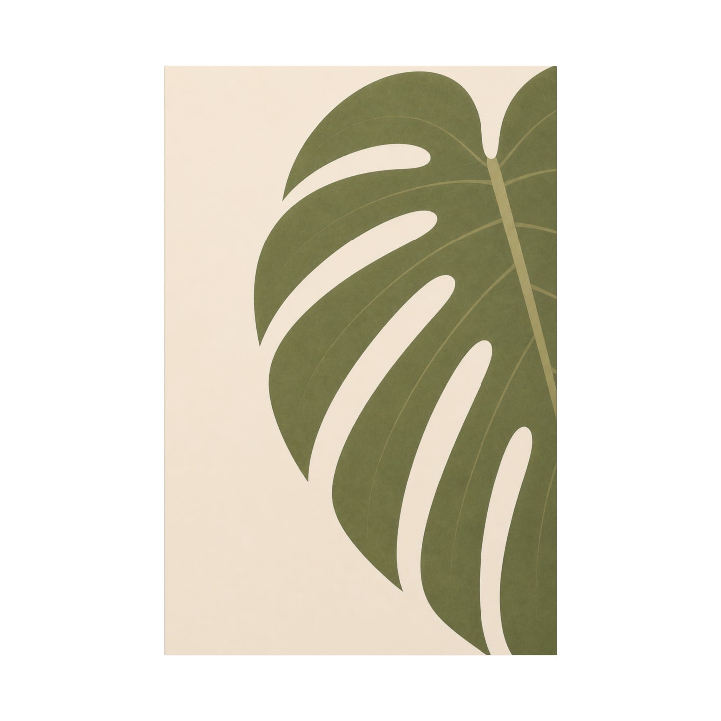 Monstera Leaf Canvas Wall Art — Minimal Botanical Matte Stretched Print (1 of 3)