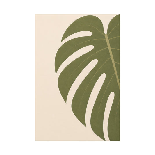 Monstera Leaf Canvas Wall Art — Minimal Botanical Matte Stretched Print (1 of 3)