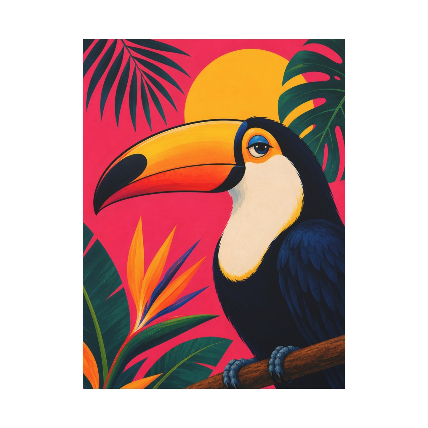 Tropical Toucan Canvas Art – Colorful Botanical Wall Decor