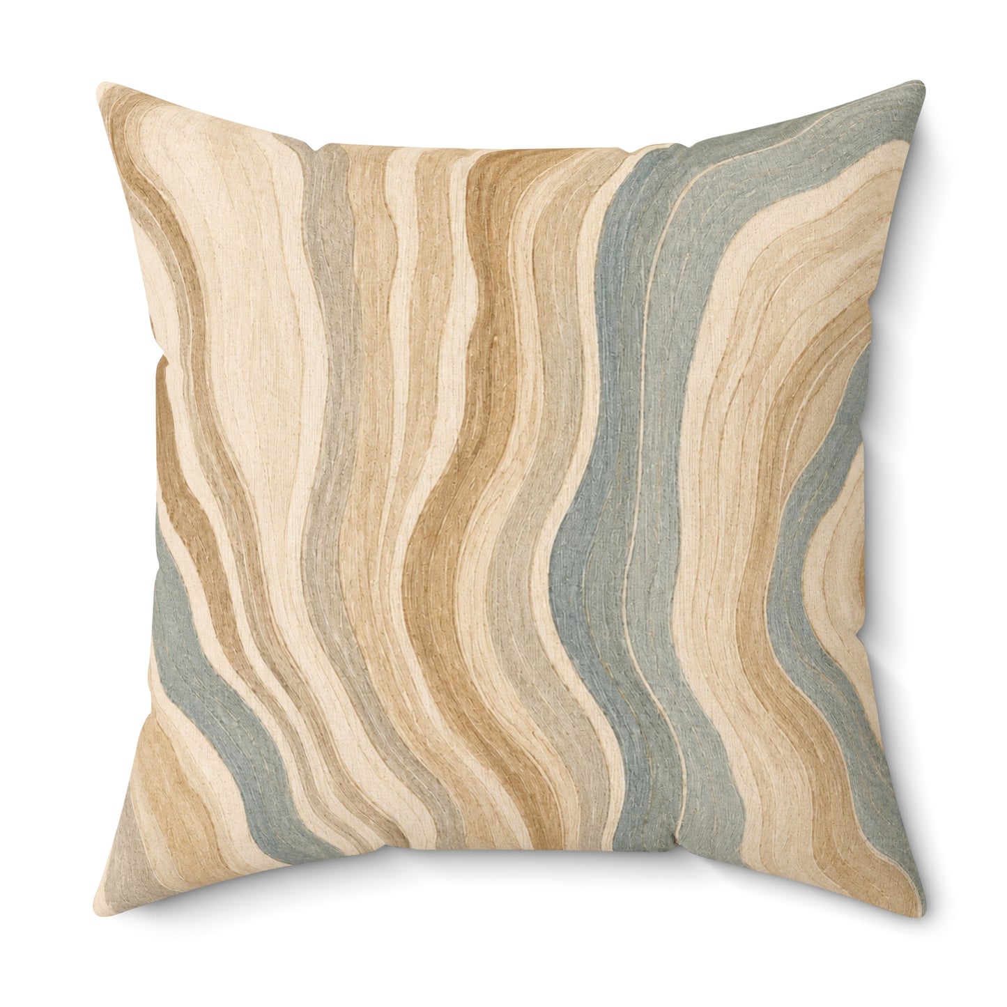 Abstract Earth-Tone Wave Pillow — Neutral Boho Decorative Throw Pillow