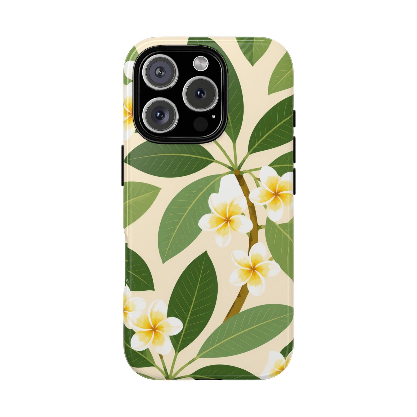 Plumeria Floral Tough Phone Case - Tropical Yellow White Flower Protective Cover