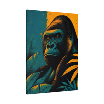 Canvas print of a gorilla with a jungle background