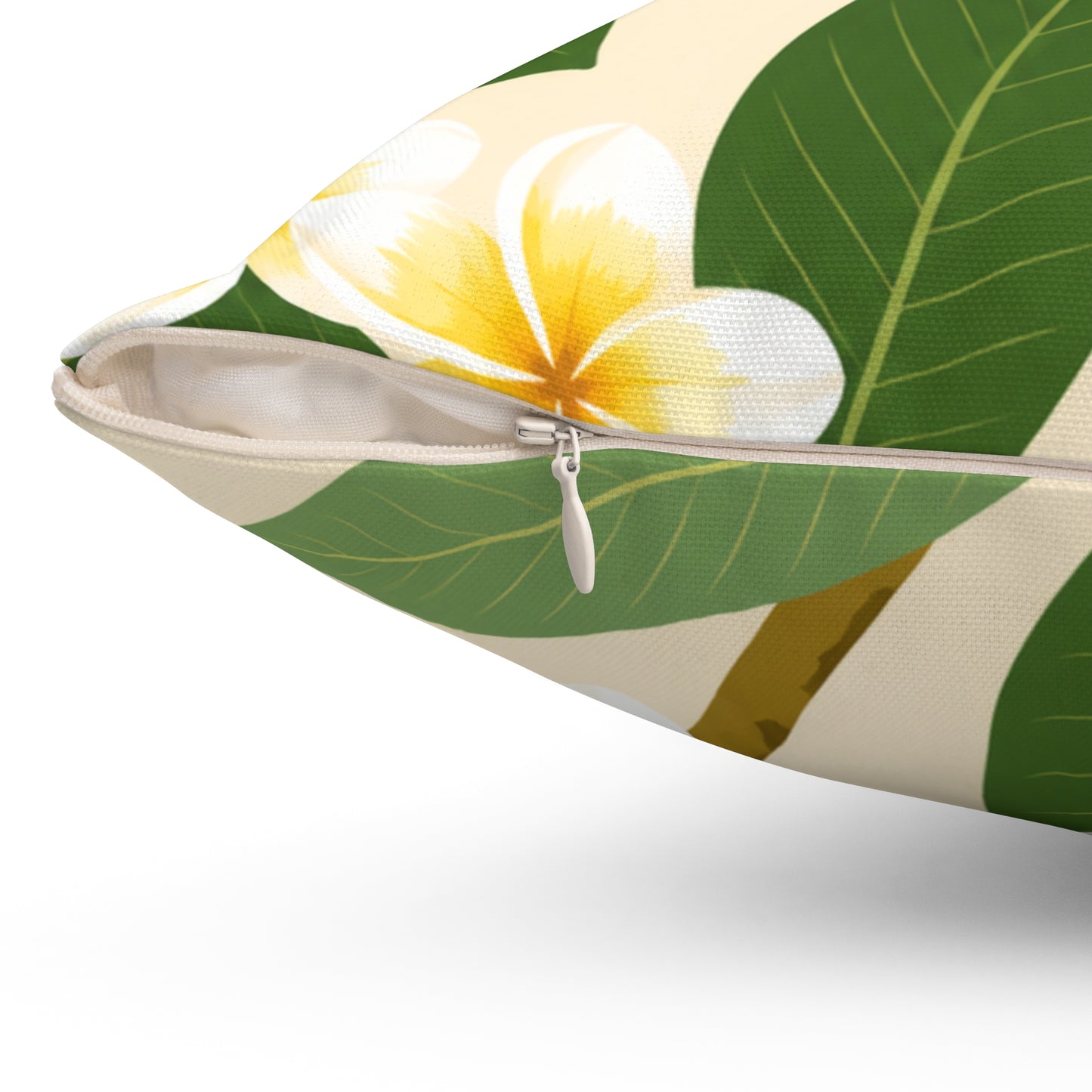 Floral Throw Pillow — Tropical Yellow Frangipani Decorative Cushion