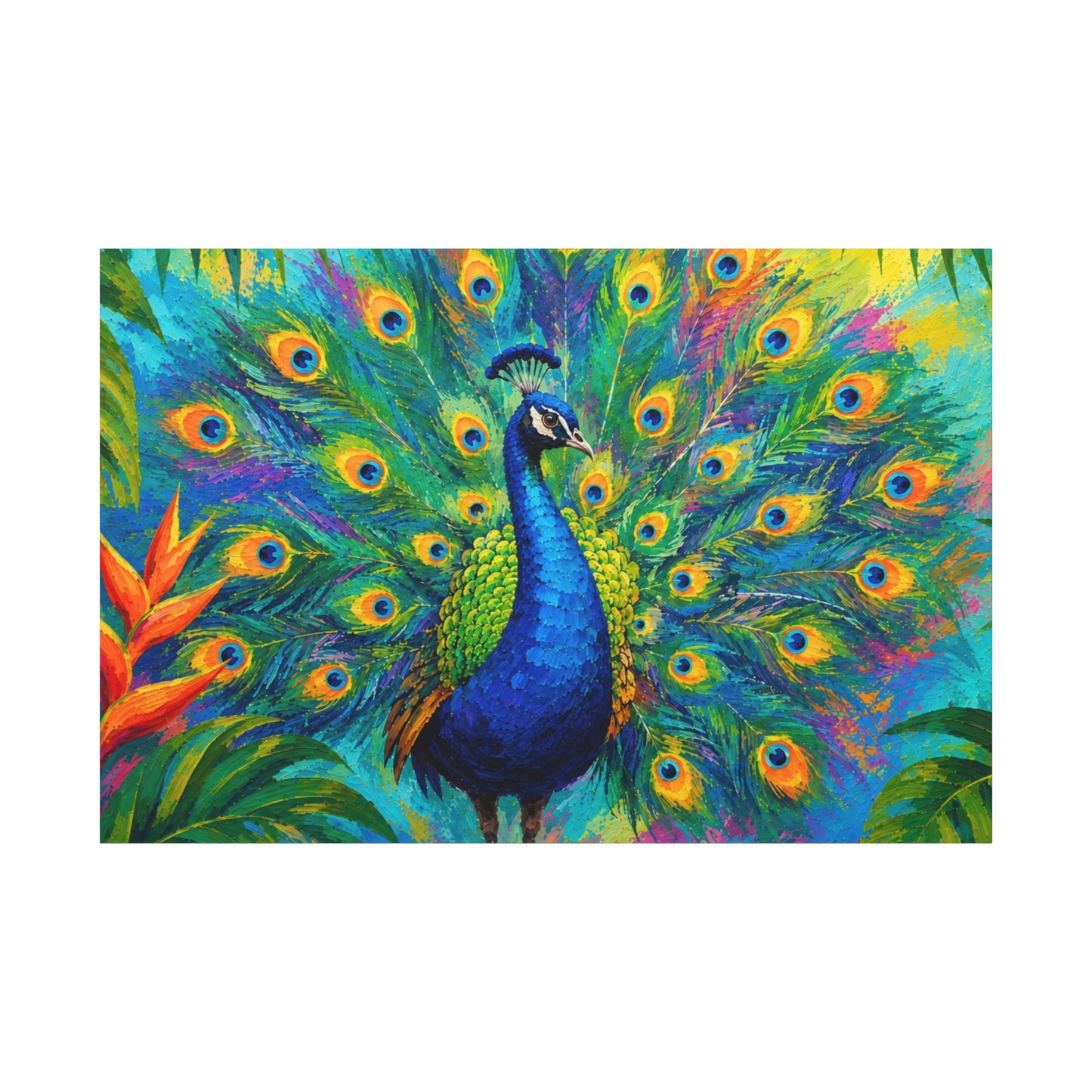Vibrant Peacock Wall Art Canvas Print