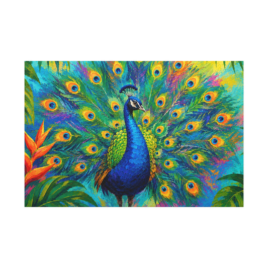 Vibrant Peacock Wall Art Canvas Print
