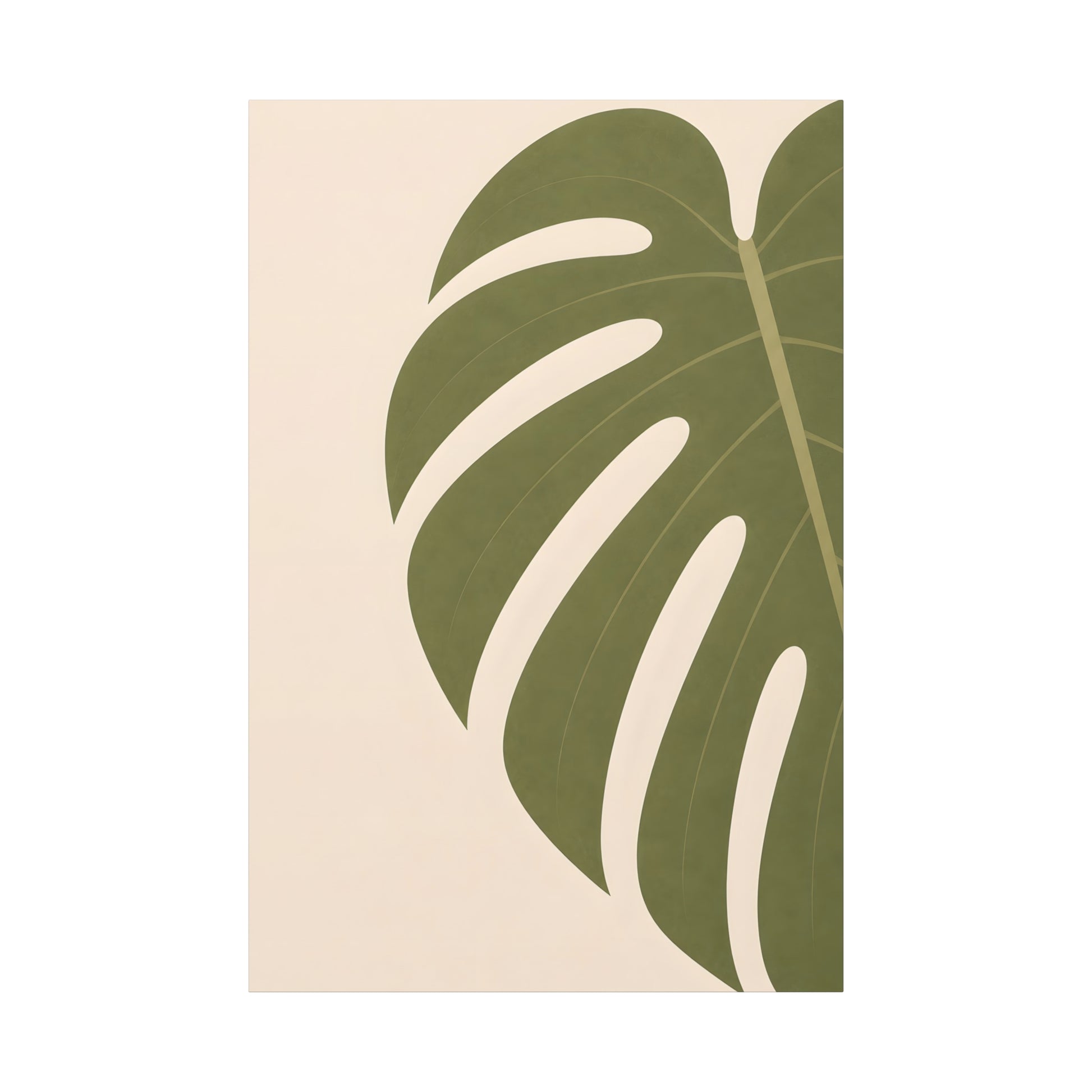 Green leaf design on a beige background
