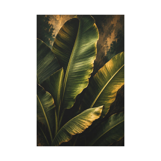 Tropical Banana Leaf Matte Canvas Wall Art – Green Botanical Stretched Print