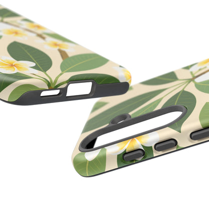 Plumeria Floral Tough Phone Case - Tropical Yellow White Flower Protective Cover