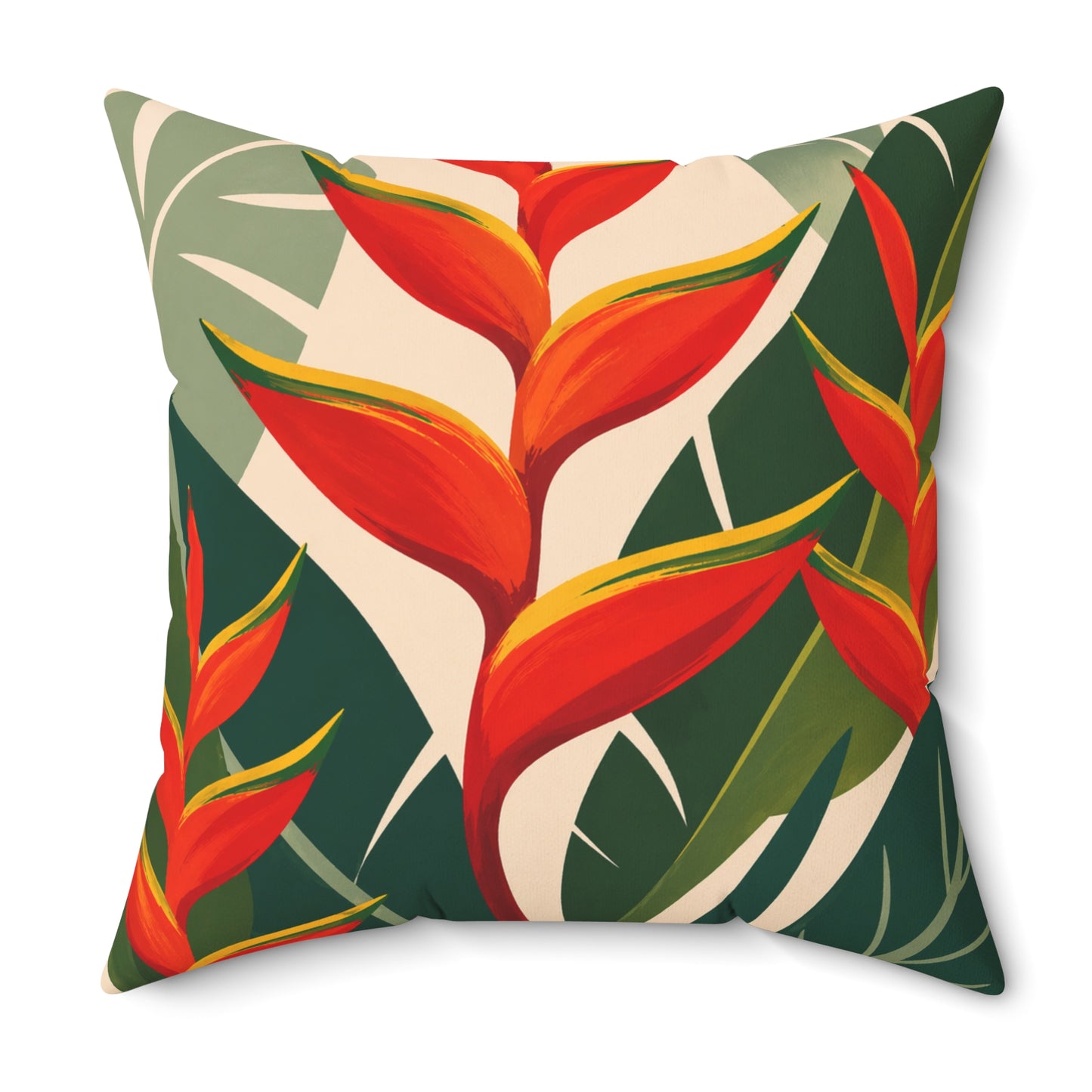Tropical Heliconia Decorative Pillow — Bold Botanical Throw Cushion
