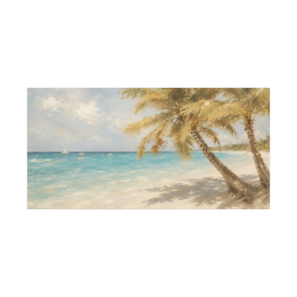 Beach scene with palm trees and ocean