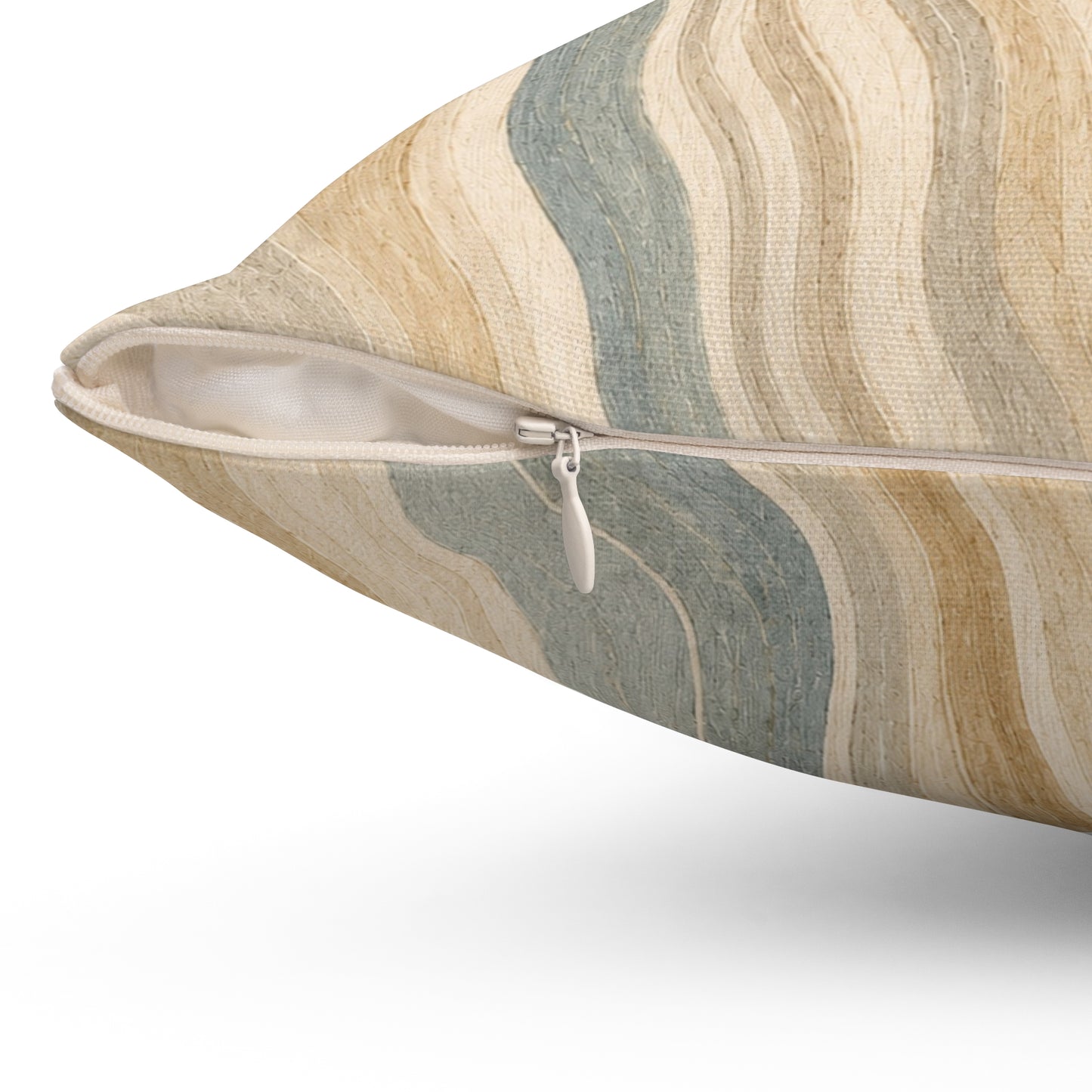 Abstract Earth-Tone Wave Pillow — Neutral Boho Decorative Throw Pillow
