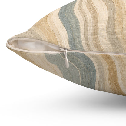 Abstract Earth-Tone Wave Pillow — Neutral Boho Decorative Throw Pillow