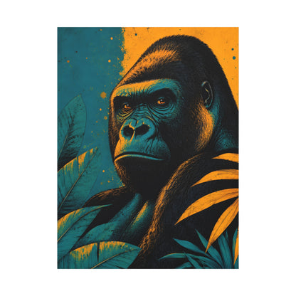 Gorilla illustration with a colorful background