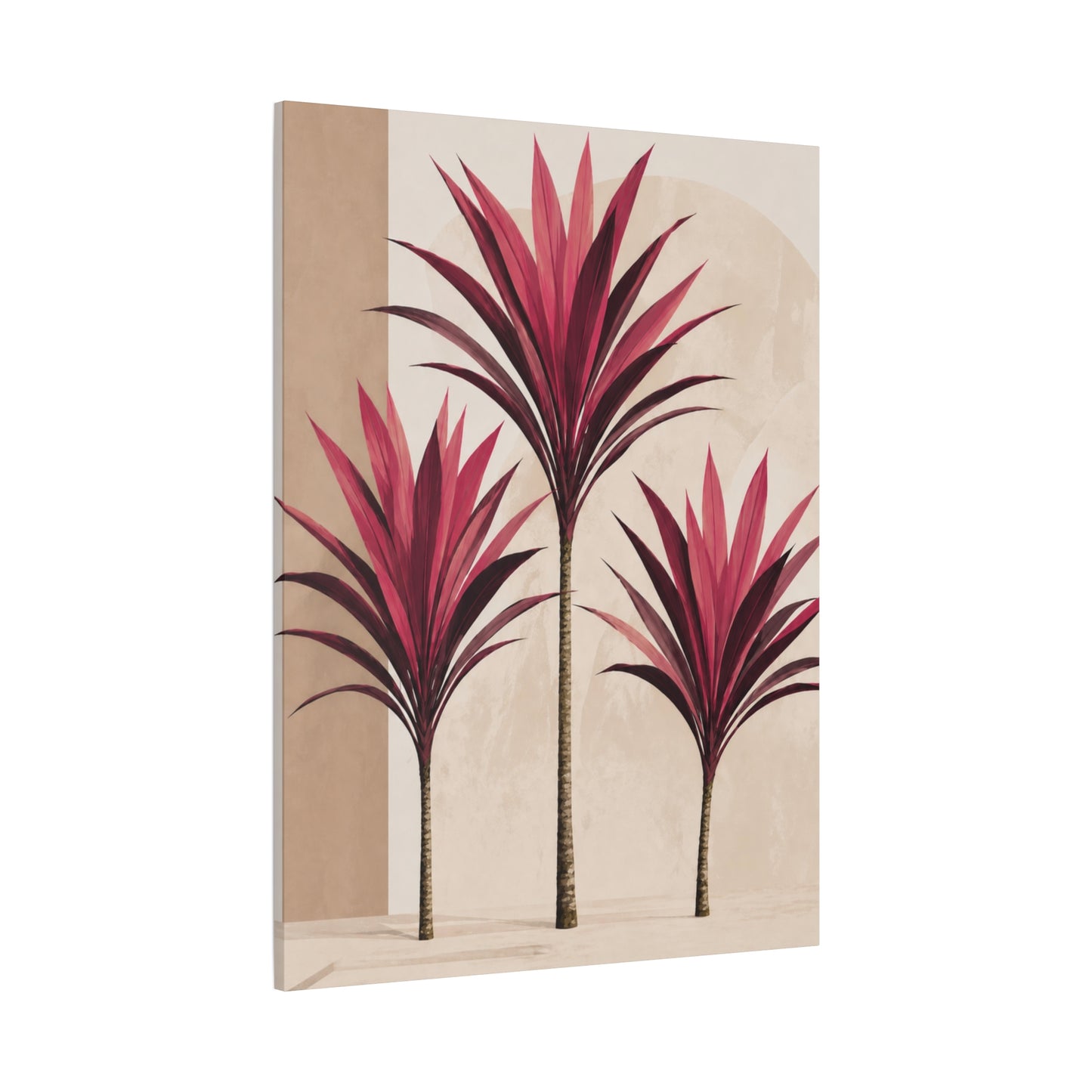 Tropical TI plant Cordyline Canvas Wall Art — Pink Botanical Matte Stretched Print