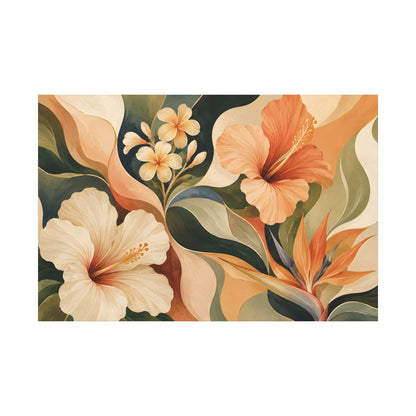 Tropical Floral Botanical Canvas Print - Stretched Matte Wall Art