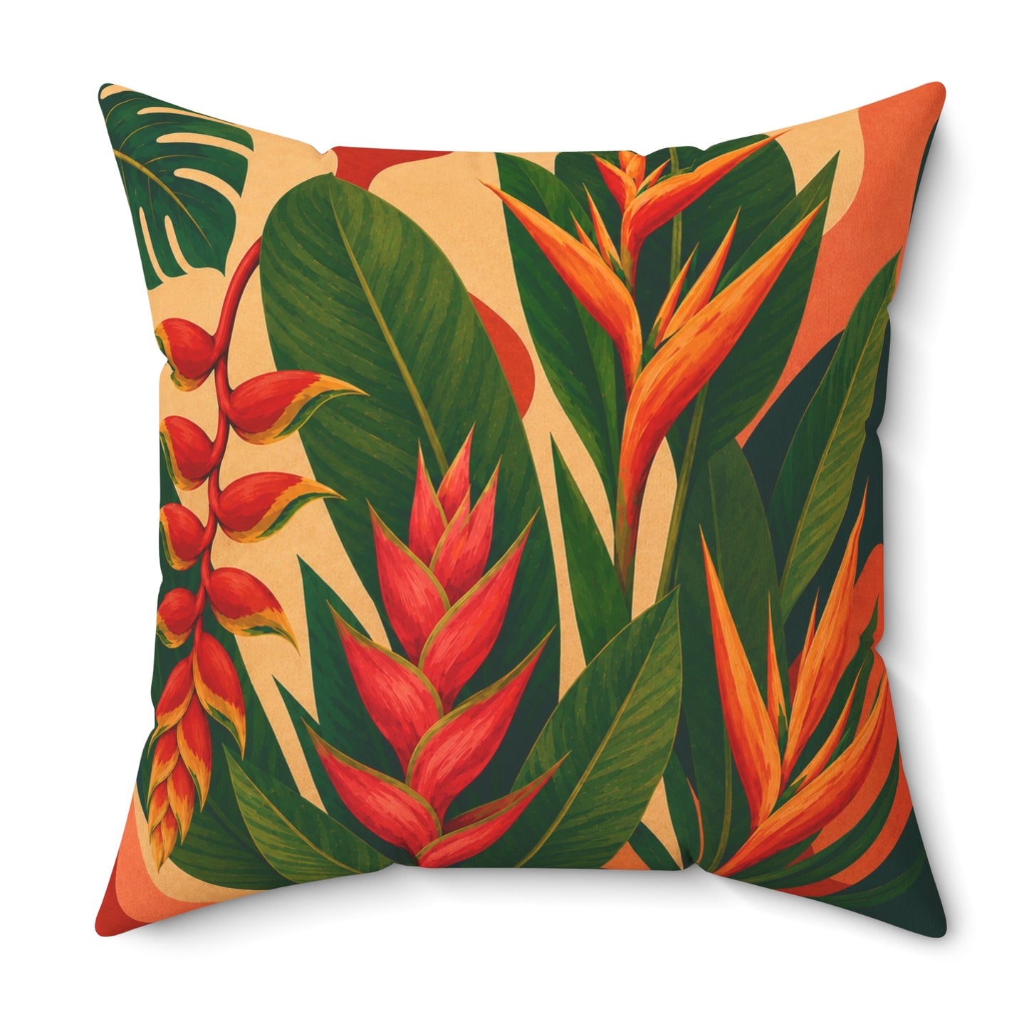 Tropical Heliconia Pillow — Vibrant Botanical Throw Pillow