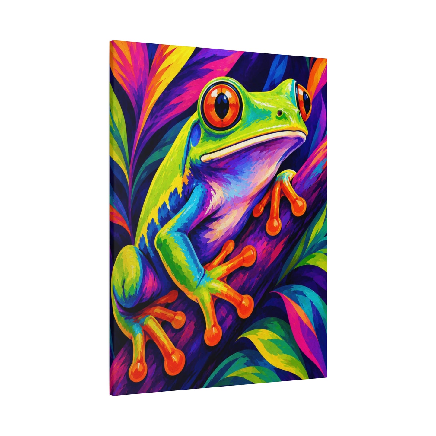Colorful frog painting with vibrant background