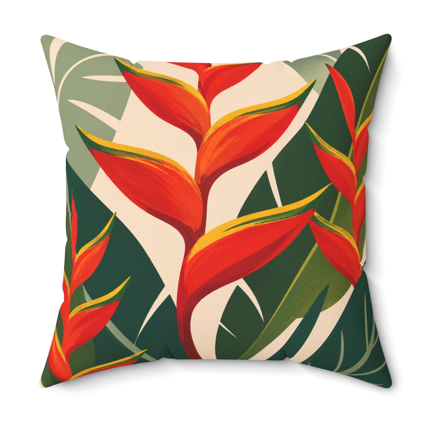 Tropical Heliconia Decorative Pillow — Bold Botanical Throw Cushion