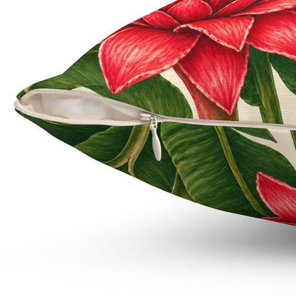 Tropical Red Torch Ginger Pillow