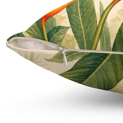 Tropical Heliconia Throw Pillow — Floral Botanical Accent Pillow