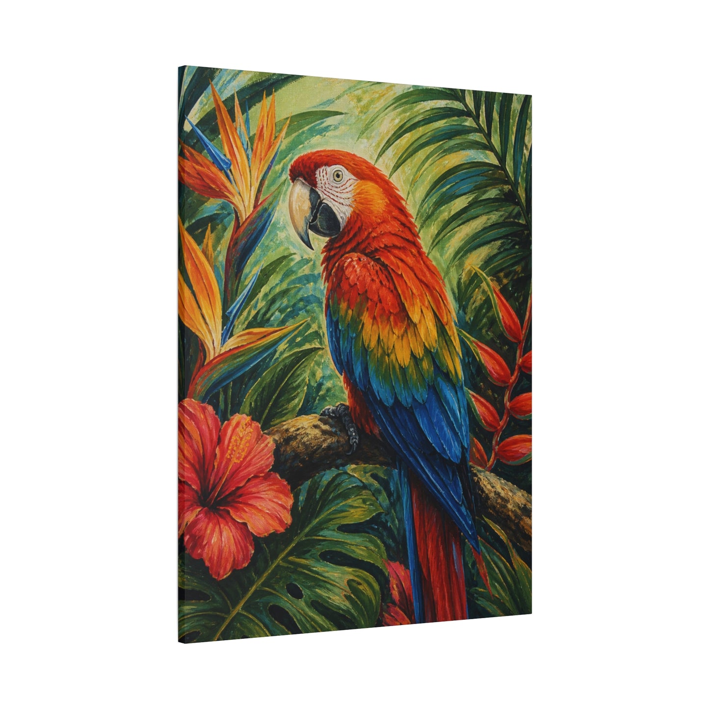 Tropical Macaw Canvas Art — Vibrant Parrot Wall Decor, Matte Stretched Canvas
